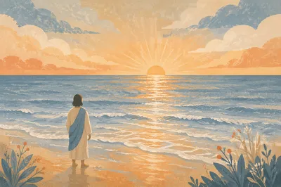 Eternal Life Sunrise Over Endless Ocean