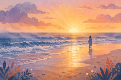 Eternal Life Sunrise Over Endless Ocean