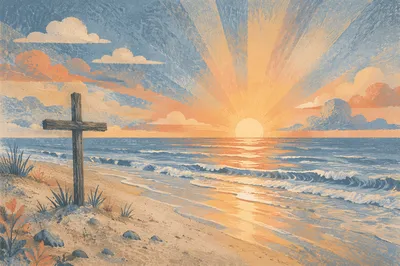 Eternal Life Sunrise Over Endless Ocean