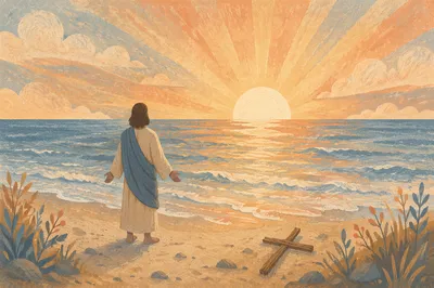 Eternal Life Sunrise Over Peaceful Ocean