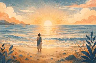 Eternal Life Sunrise Over Endless Ocean