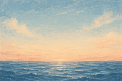 Eternal Sunrise Over Calm Endless Ocean