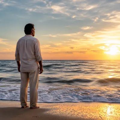 Man at Sunrise by Endless Ocean