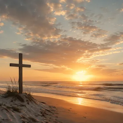 Eternal Life Sunrise Over Calm Ocean