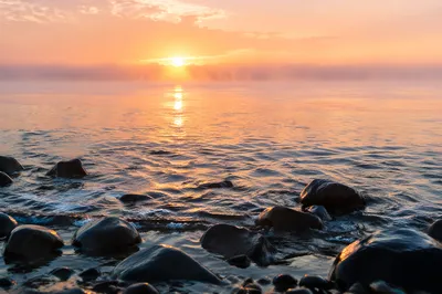 Eternal Life Sunrise Over Calm Ocean