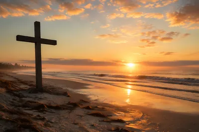 Eternal Life Sunrise Over Calm Ocean