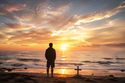 Eternal Life Sunrise Over Endless Ocean