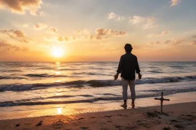 Eternal Life Sunrise Over Peaceful Ocean