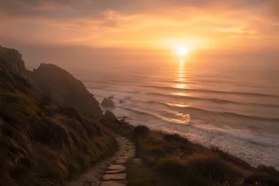 Eternal Sunrise Over Endless Ocean Path
