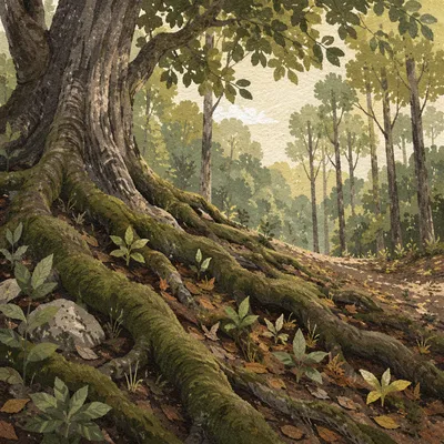 Faithful Ancient Tree with Deep Mossy Roots