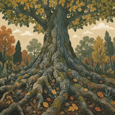 Faithful Ancient Tree With Deep Roots