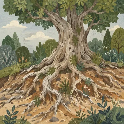 Faithful Ancient Tree With Deep Roots