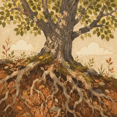 Faithful Ancient Tree With Deep Roots
