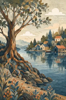 Faithful Ancient Tree by Quiet Lakeside