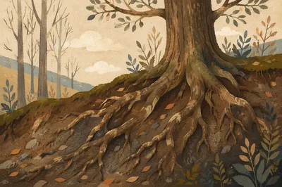 Faithful Ancient Tree With Deep Roots