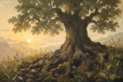 Faithful Ancient Oak with Deep Roots