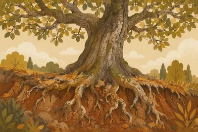 Faithful Ancient Tree With Deep Roots