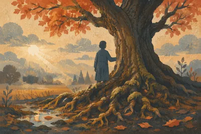 Faithful Oak with Deep Roots at Dawn