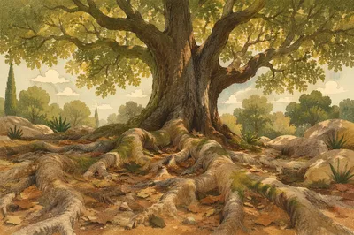 Faithful Ancient Tree With Deep Roots