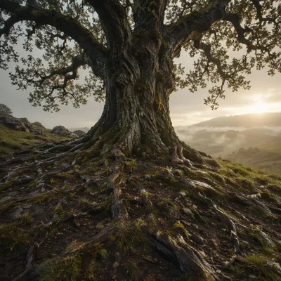 Faithful Oak with Deep Roots at Dawn