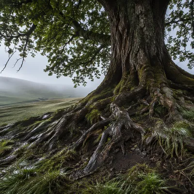 Ancient Tree with Exposed Deep Roots