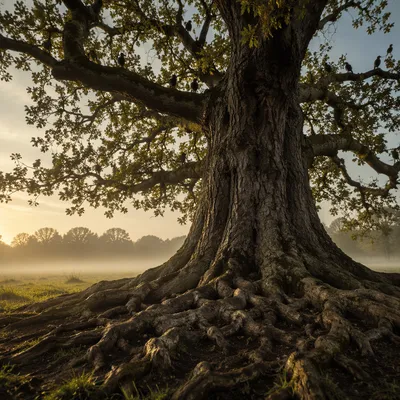 Ancient Oak Tree with Deep Roots