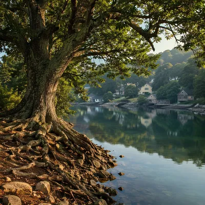 Faithful Ancient Tree by Quiet Lakeside