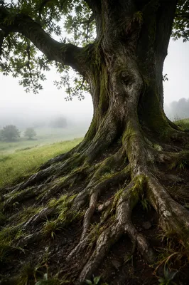 Ancient Tree with Exposed Deep Roots