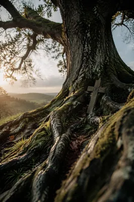 Ancient Oak Roots Symbolizing Faithfulness