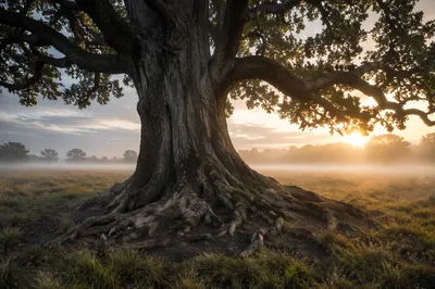 Ancient Oak Tree with Deep Roots