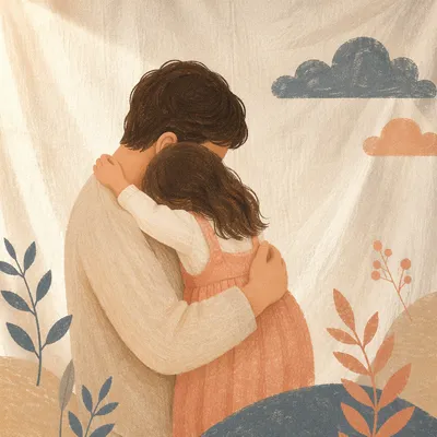 Tender Father Daughter Embrace Portrait