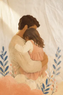 Tender Father Daughter Embrace in Soft Light