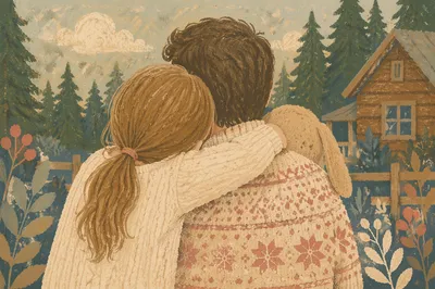 Tender Father Daughter Hug in Autumn Light
