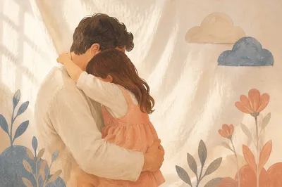 Tender Father Daughter Embrace in Soft Light