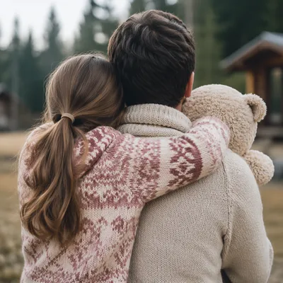 Tender Father Daughter Hug Outdoors
