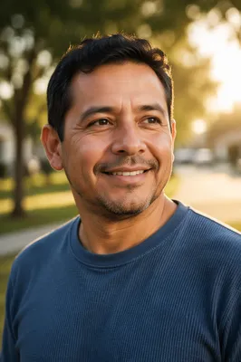 Proud Smiling Father in Golden Light