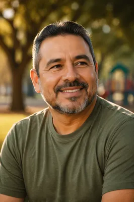 Smiling Father Portrait in Golden Light
