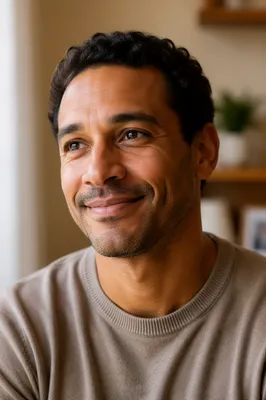 Smiling Father Portrait in Morning Light