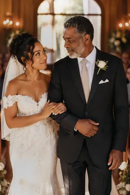 Father Walking Daughter Down Wedding Aisle