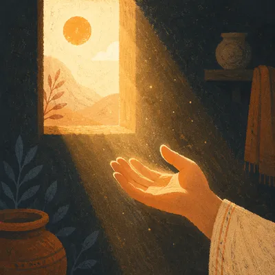 Open Hand Releasing Toward Warm Light