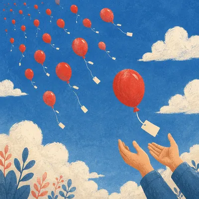 Hands Releasing Red Balloons of Forgiveness