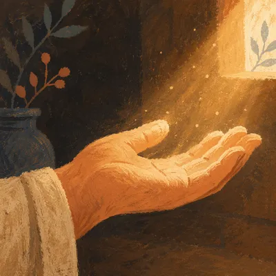Open Hand Releasing Burden in Golden Light