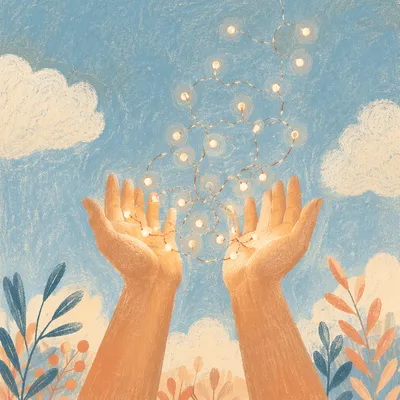 Hands Releasing Lights of Forgiveness