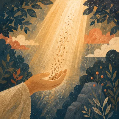 Open Hand Releasing Dust in Golden Light