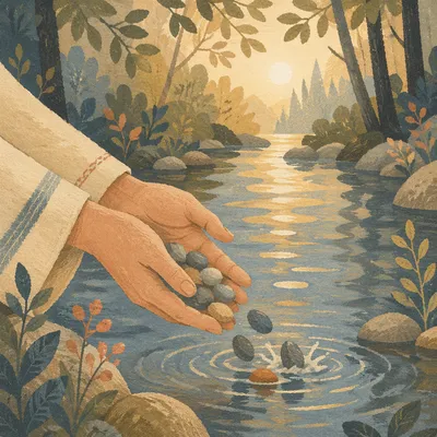 Forgiving Hands Releasing Stones in Morning Light