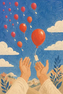 Forgiving Hands Releasing Red Balloons