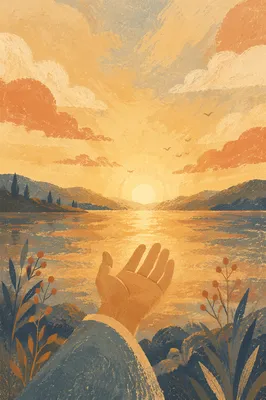 Open Hand Releasing Burden at Sunset
