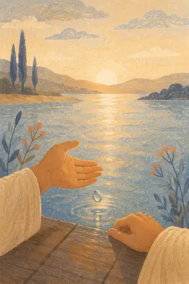 Hands Releasing Forgiveness by Quiet Water