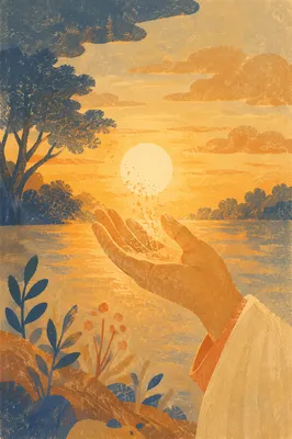Open Hand Releasing in Golden Sunset