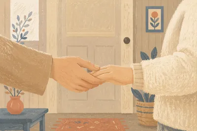 Forgiveness Hands in Warm Hallway Light